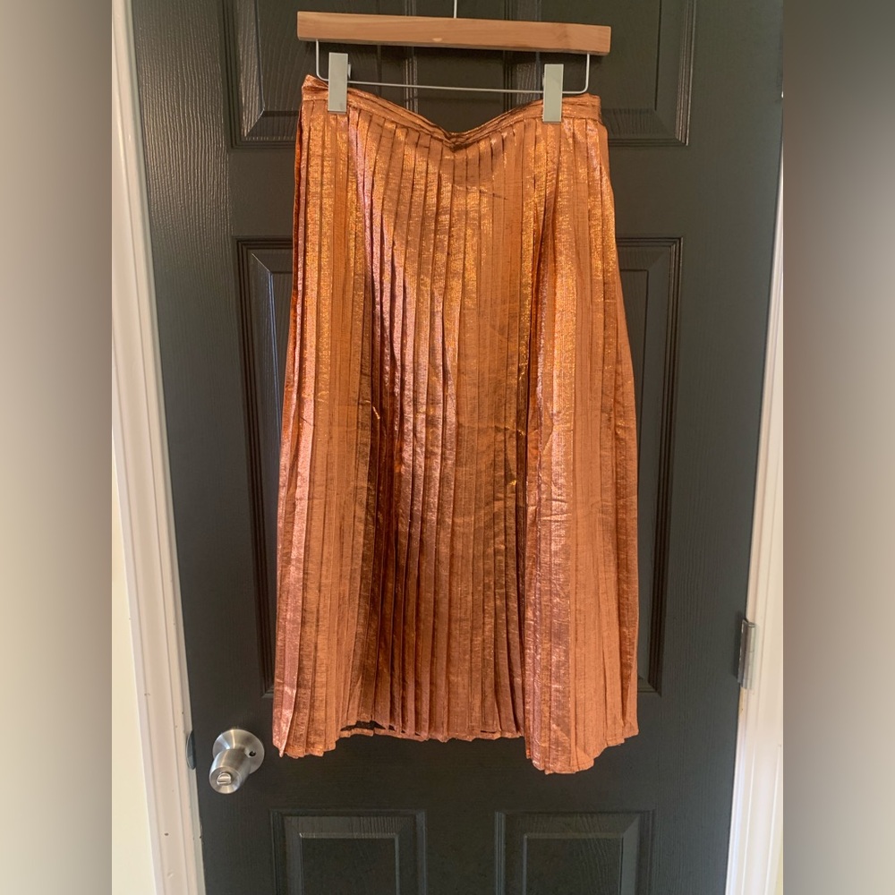 Elegant Pleated Orange Skirt